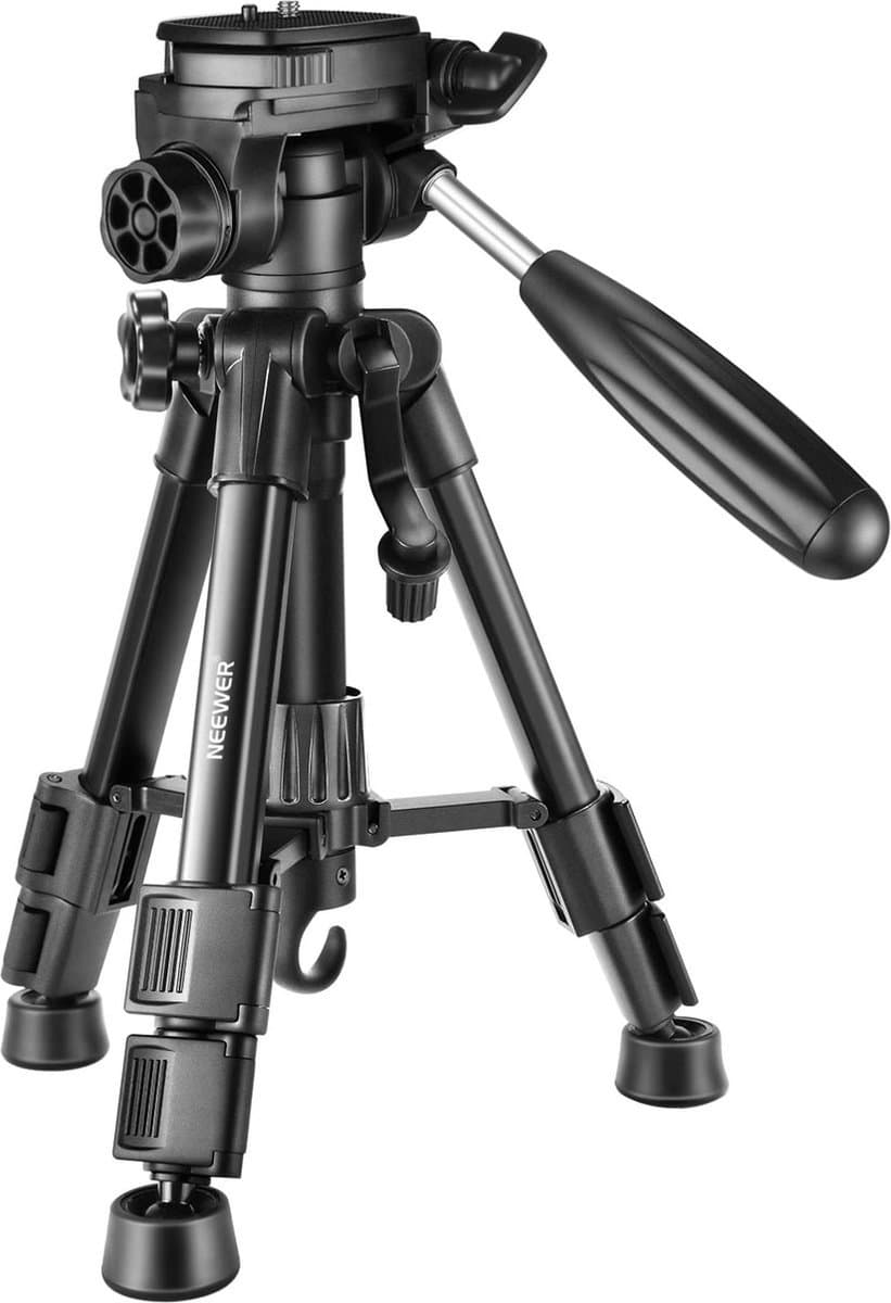 Mini Bureau Statief Aluminium - Draagbaar en Lichtgewicht - Met Panoramische Balhoofd - Voor DSLR, Smartphone, Video DV - Oplaadbaar - Zwart - X01NSK238