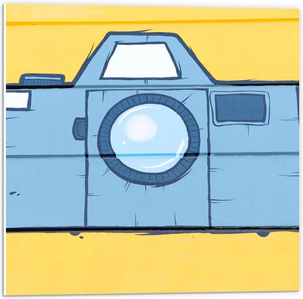 Forex - Muurschildering Blauwe Camera - 50x50cm Foto op Forex