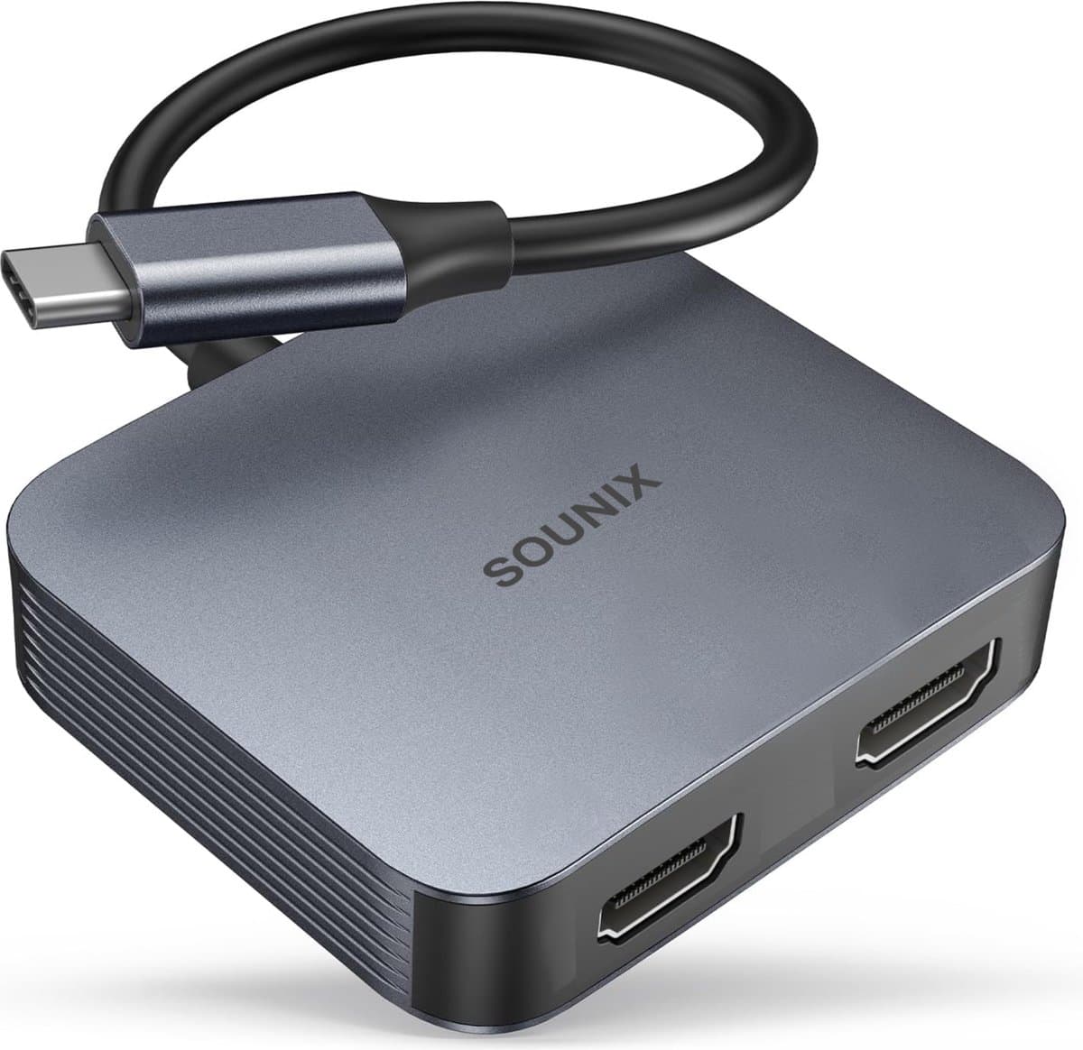 Sounix USB C naar Dual HDMI - 4K Multipoort - Dual HDMI Adapter - Dual HDMI - Zwart - UCL20002