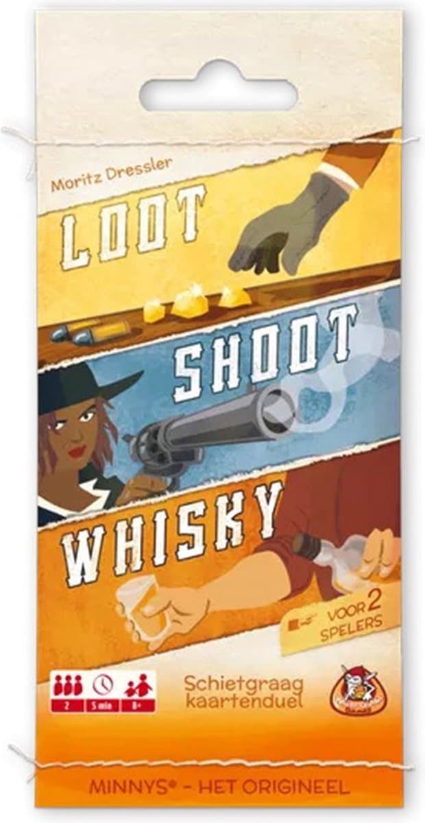 White Goblin Games - Minnys: Loot - Shoot - Whisky - familiespel - 2 spelers - 5 minuten - Vanaf 8 jaar