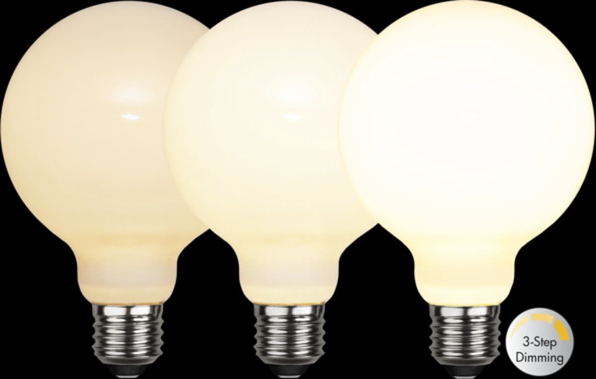 3 standen - G95 Globelamp - E27 - 7.5W - Extra Warm Wit - 2700K - Opaal