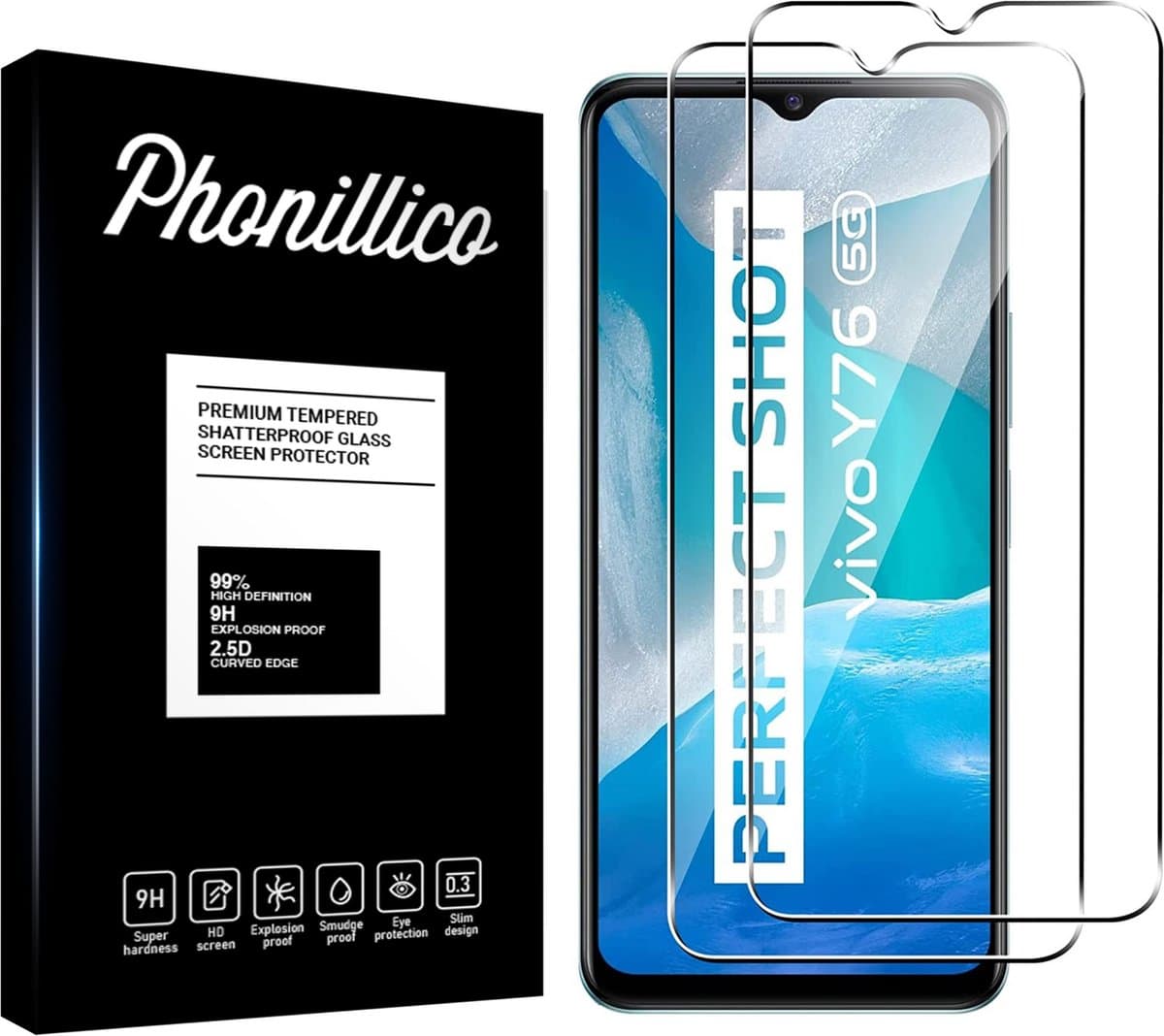 Screenprotector voor Vivo Y76 5G - 2 stuks Beschermglas van glas Transparante glazen schermbeschermfolie