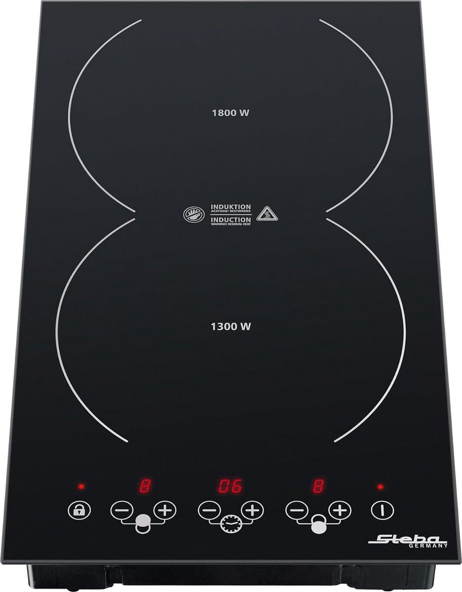 Steba IK200 - Inductiekookplaat - 2 pits - kookoppervlak ca. 24 x 40,5 cm - Touch Control - 8 standen - timer