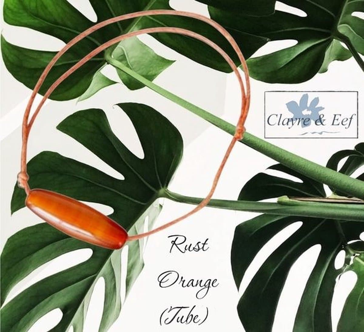 Fashion Jewelry - C&E - Adjustable armband - Rust Oranje – Tube - Hand Made Keramiek – volwassenen jeugd – unisex – casual feest
