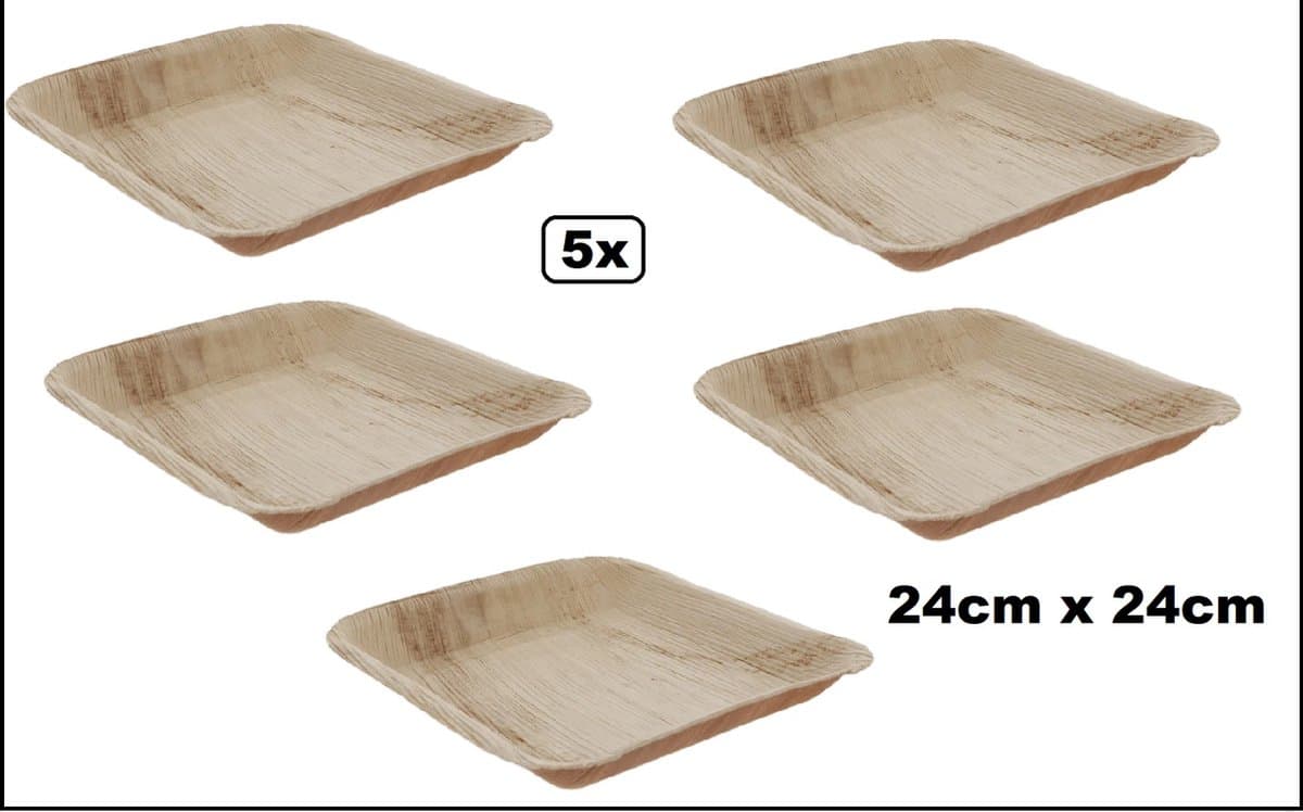 5x Bordje duurzaam palmblad 24x24cm - next generation - diner thema feest palm food