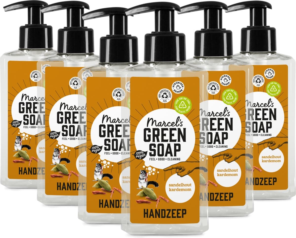 Marcel's Green Soap Handzeep - Sandelhout & Kardemom - 6 x 250ml