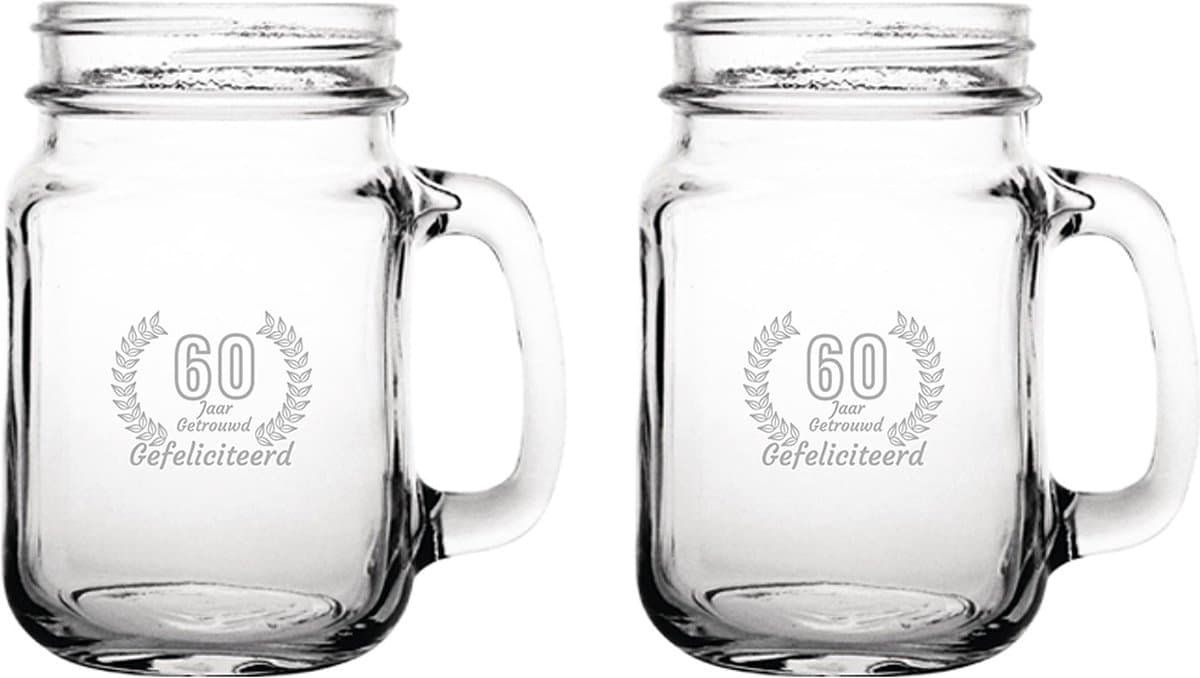 Gegraveerde set Drinkglazen 45cl Gefeliciteerd 60 jaar getrouwd
