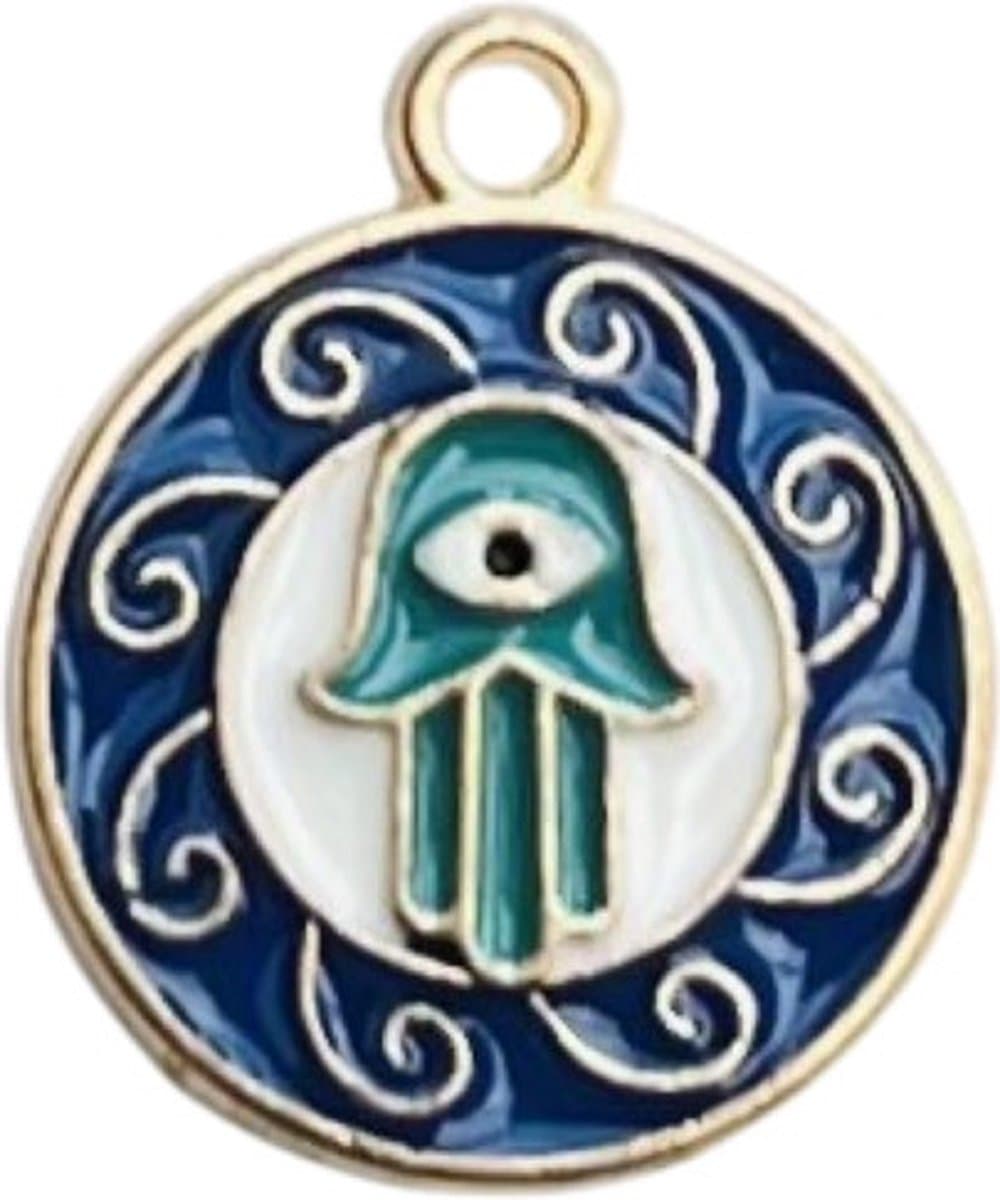 Haarbedel Hamsa hand groen blauw - Hair beads - Dreadlock sieraden - Haar bedels - Dreadlock kralen - Dreadlocks producten - Dreadlock beads - Dreadlock accessoiries - Dreadlock accesoires