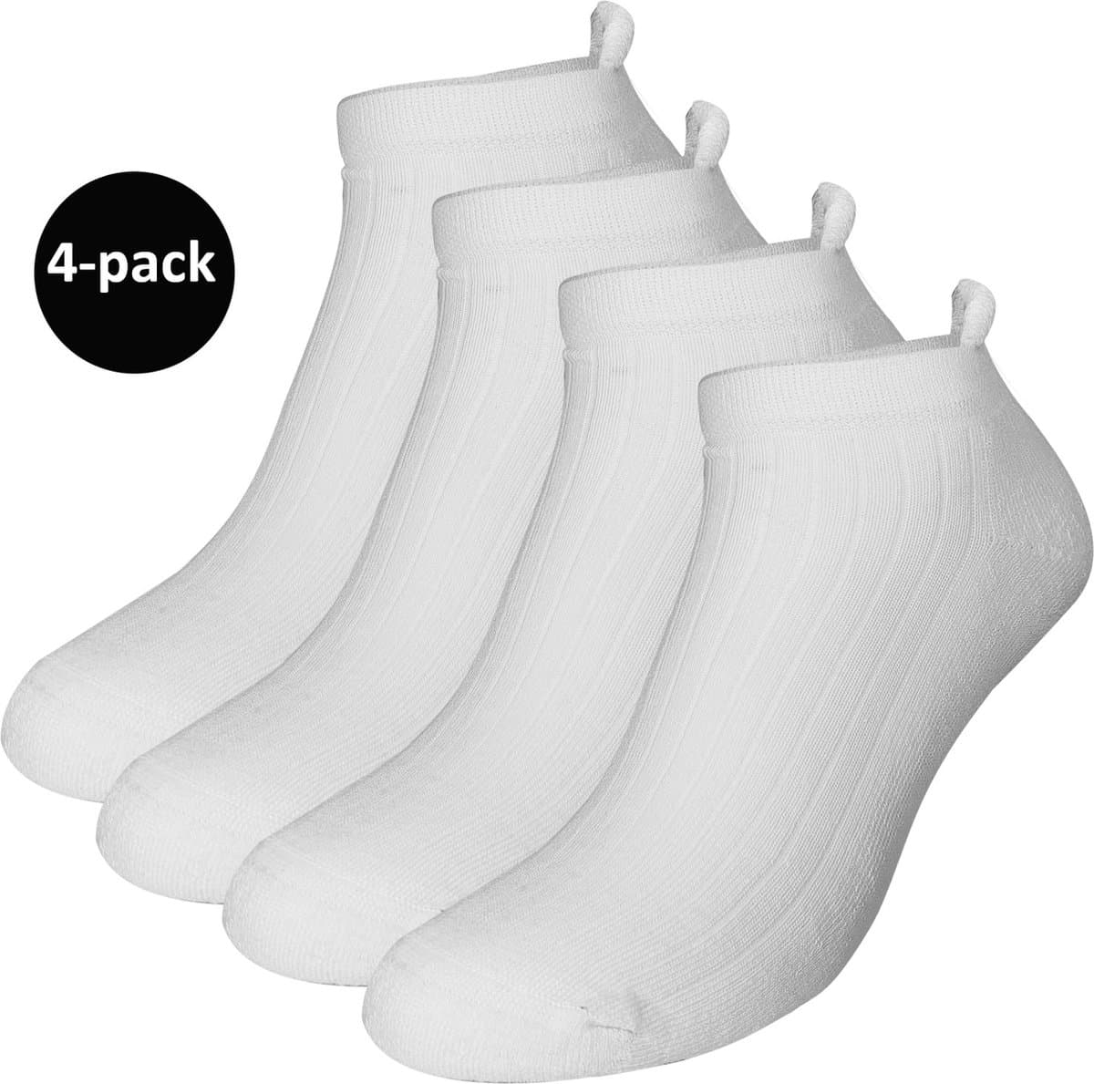 WeirdoSox sneakersokken - 4-pack - Met badstofzool en lipje - Wit - Heren - Maat 39-42
