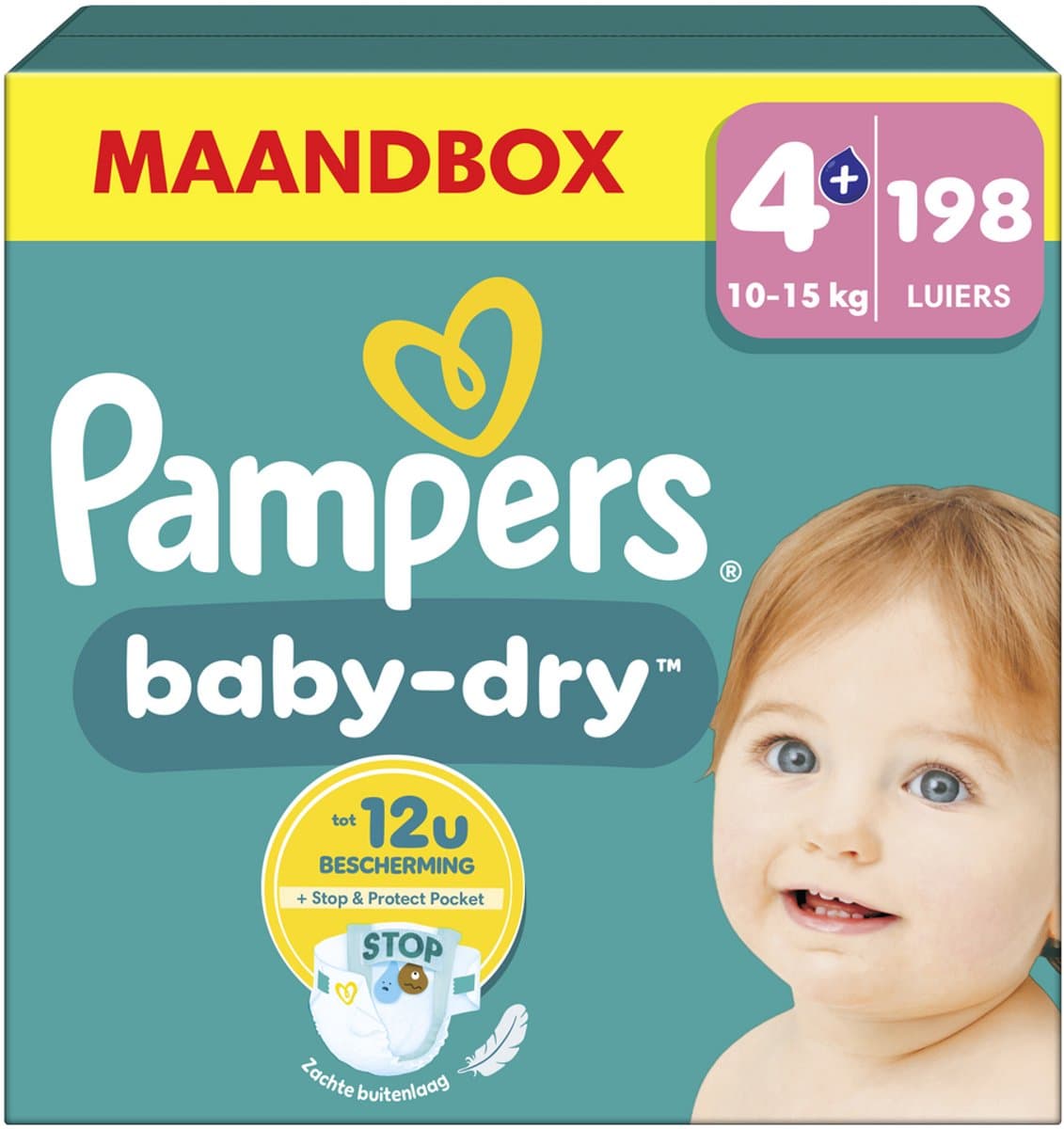 Pampers Baby-Dry Luiers Maat 4+– Maandbox 198 Luiers