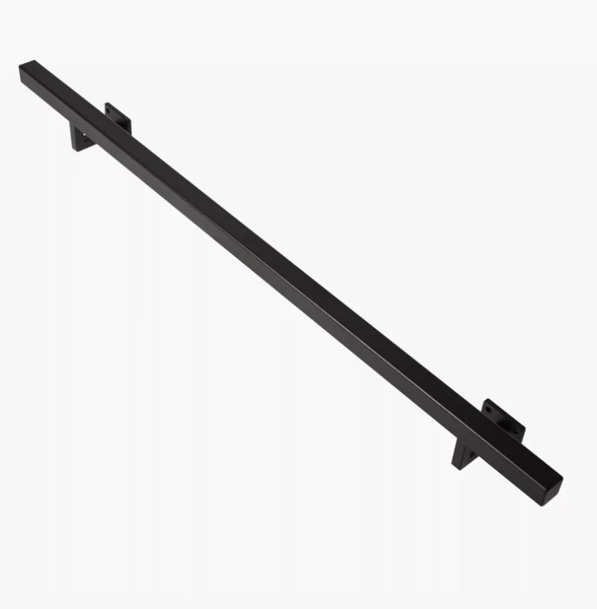 Stalen trapleuning vierkant zwart gepoedercoat 340cm inclusief 4 trapleuning houders