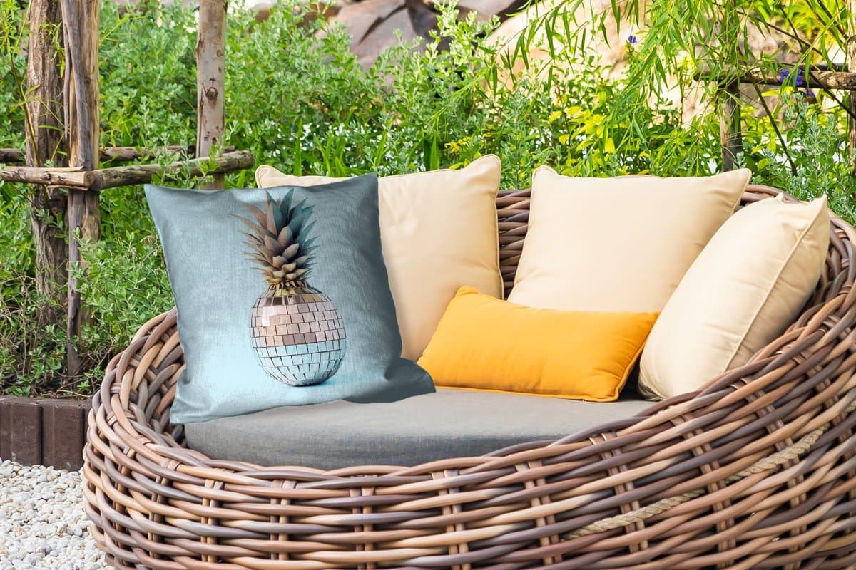 Buitenkussen - Blauw - Ananas - Disco - Discobal - 45x45 cm - Weerbestendig