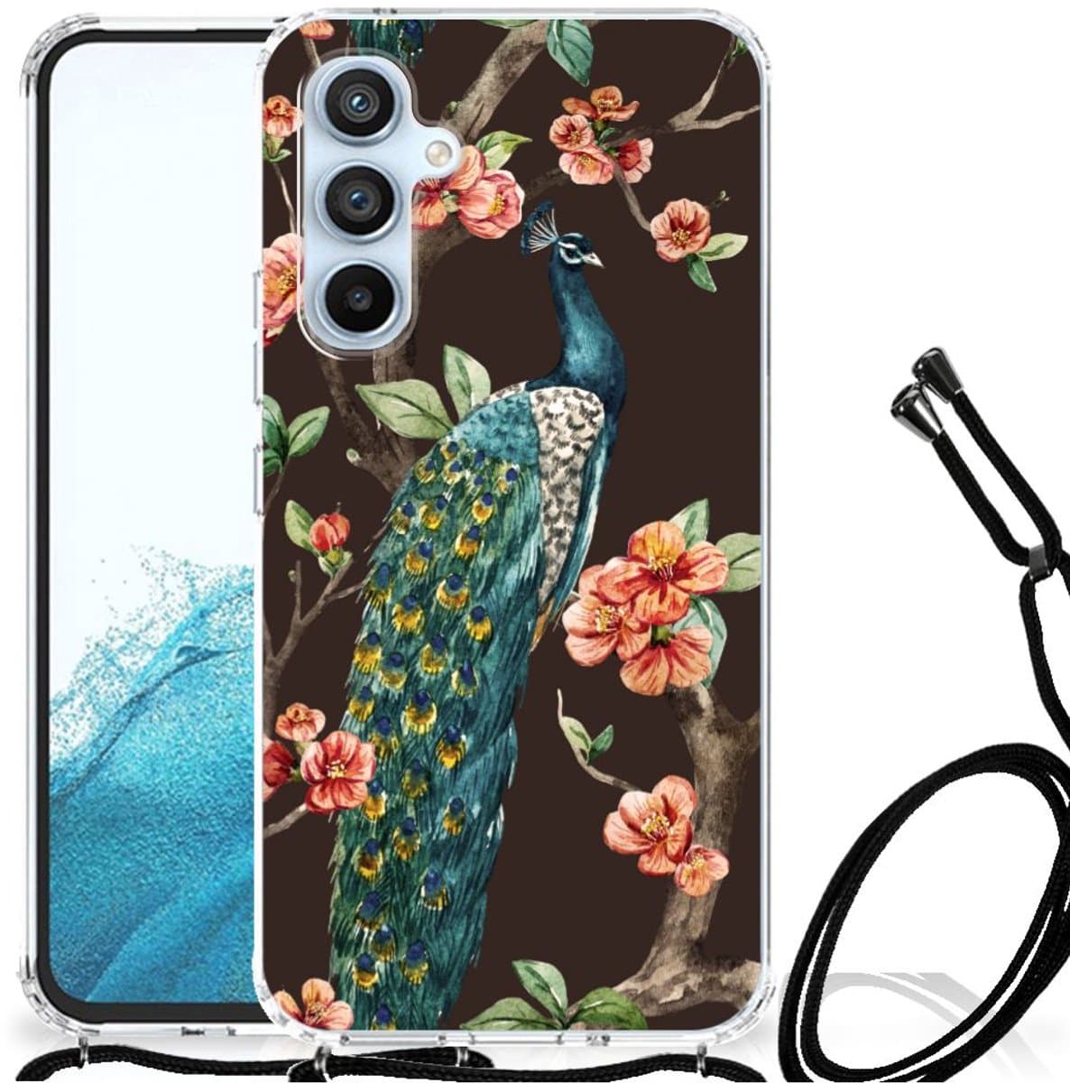 Back Cover voor Samsung Galaxy A54 5G Case Anti-shock Pauw met Bloemen