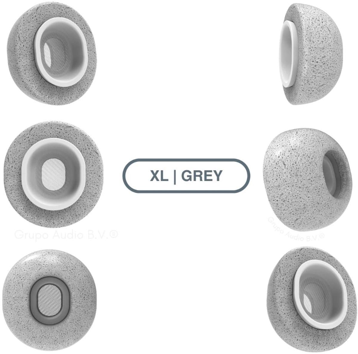 Foam eartips geschikt voor Airpods Pro (2) - 6× Extra Large - Licht Grijs - zachte memory foam opzet oortjes - foamigo®