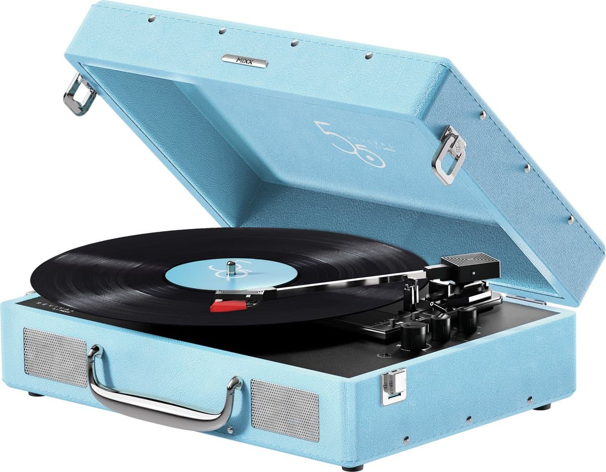 Mixx Revival 55 Retro Vinyl Platenspeler - Bluetooth - Ingebouwde Speakers - Draagbaar - Blauw