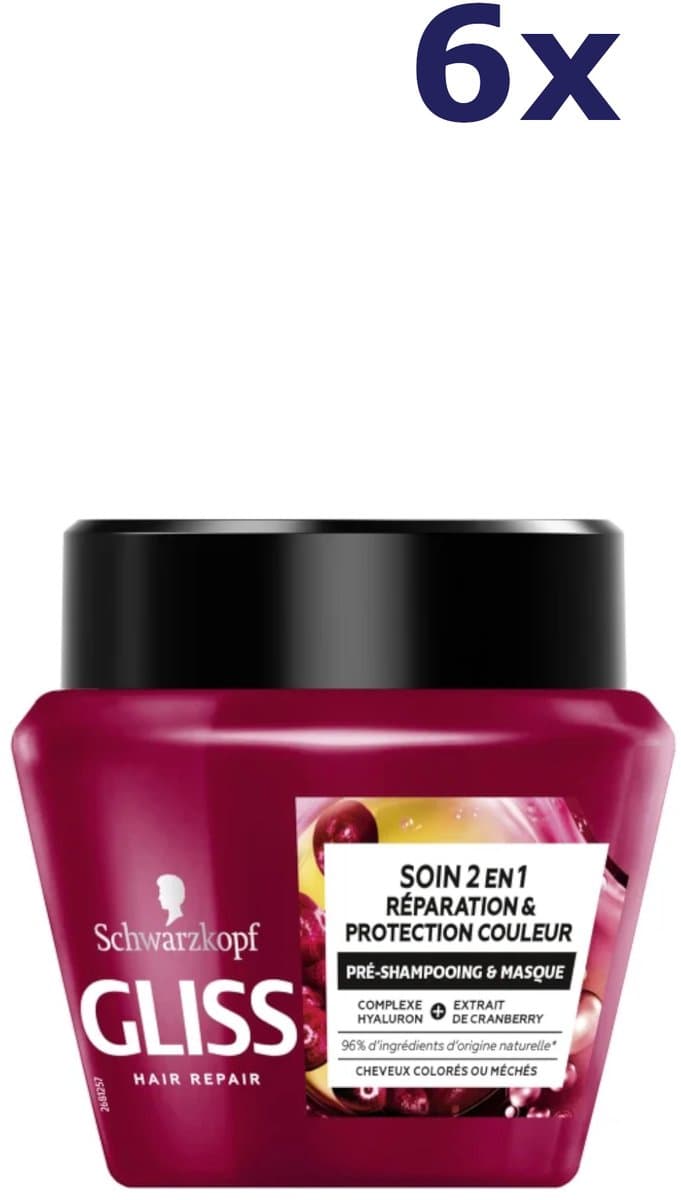 6x Gliss haarmasker & pre shampoo 300ML Gekleurd haar