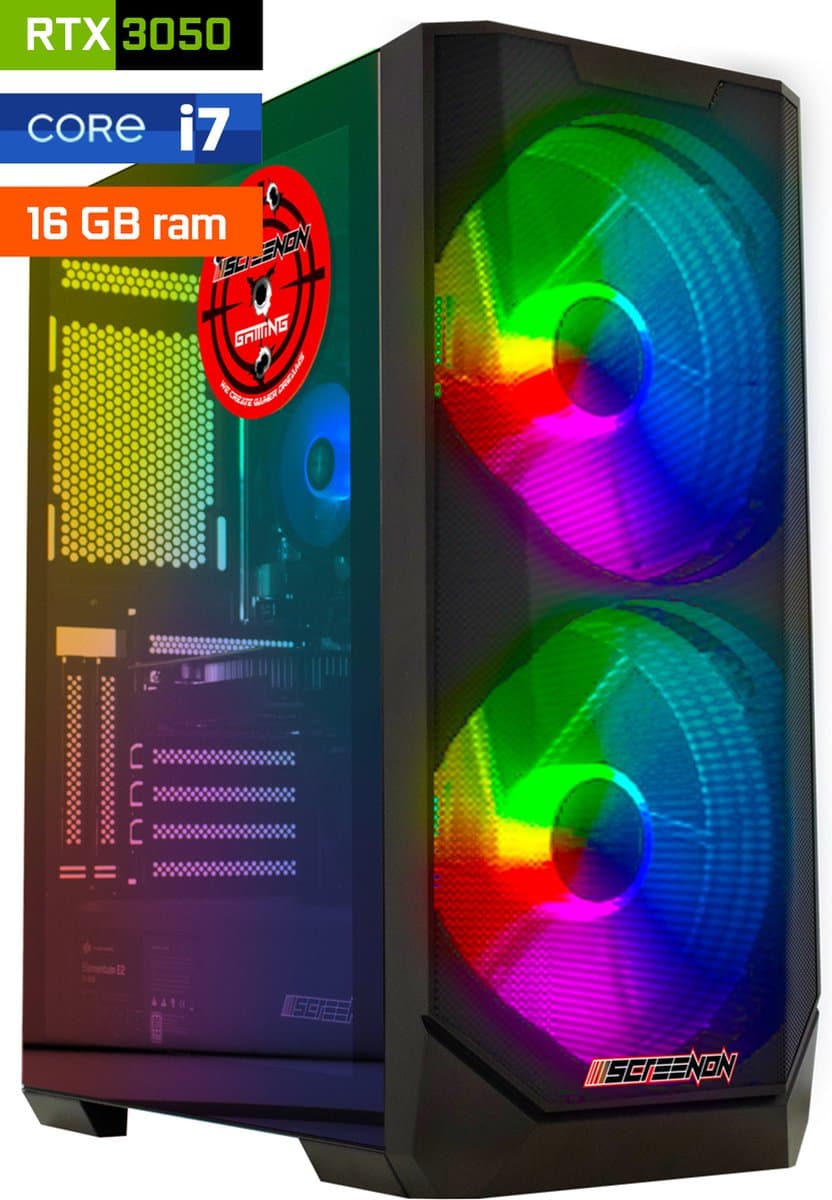 ScreenON - Game PC - Intel Core i7 - 1TB M.2 SSD - 16GB RAM - Geforce RTX 3050 - E723163