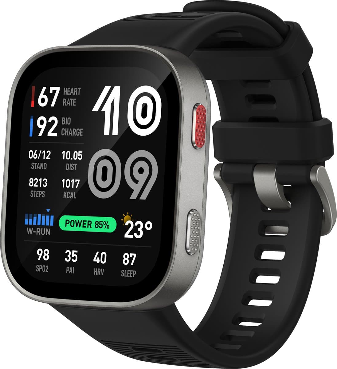 Amazfit Bip Max 50 mm Smartwatch, 2,07 inch AMOLED-display, 20 dagen batterijduur, GPS, 4 GB geheugen, Offline kaarten, Fitness tracker, Hybride training, 150+ sportmodi, HYROX-modus, 5 ATM voor Android, Zilver