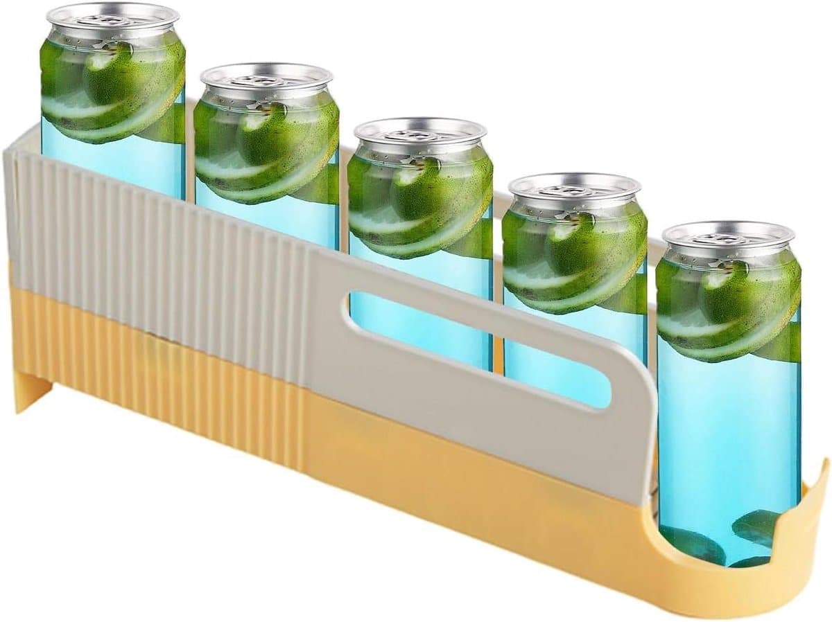 Drank Organizer - Blikjes Dispenser - Koelkast Opbergen - Drietraps Opbouw - 125 cm - Geel
