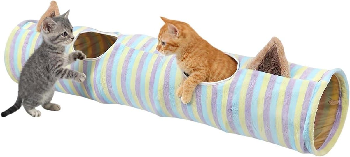 Kattenspeelhuis - Kattenhuisje Kattenbed - Spelen en Rusten - Opvouwbaar Frame - 45x44x9 cm - Gekleurd