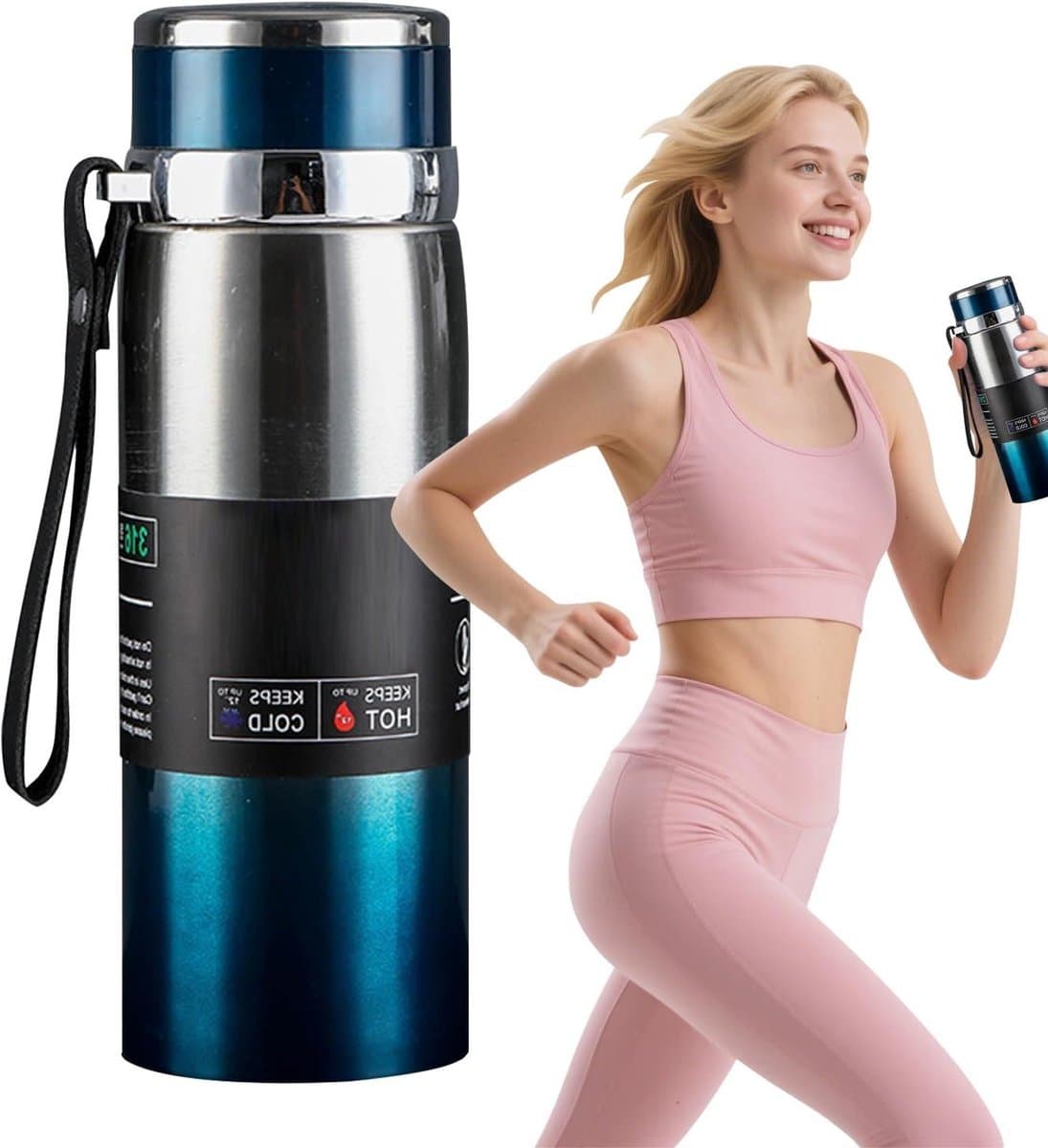 Roestvrijstalen Drinkfles - Thermosfles - Hydratatie Onderweg - Lekvrij Ontwerp - 800 ml - Blauw