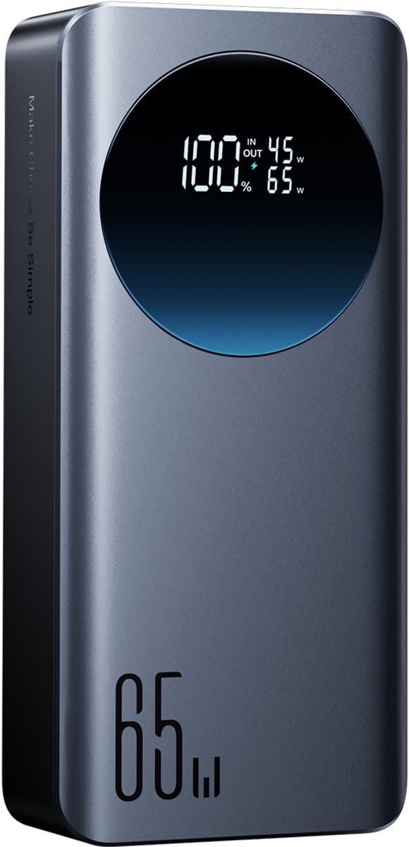 Joyroom Powerbank 30000mAh - 65W Snellader voor Laptop en Smartphone - 3 Apparaten Tegelijk Opladen - Digitaal Display - Zwart