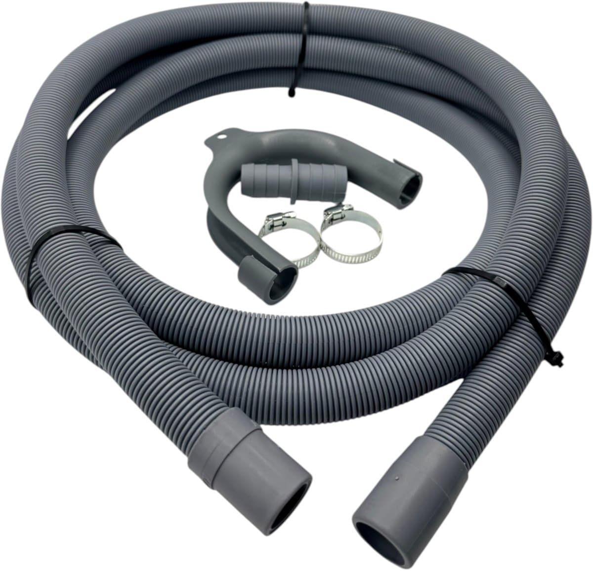 Fixem afvoerslang 3,5m wasmachine vaatwasser, geschikt voor 19mm 21mm aansluitingen - verlengslang afvoerslang met bocht en klemmen en verleng adapter - Geschikt voor alle merken