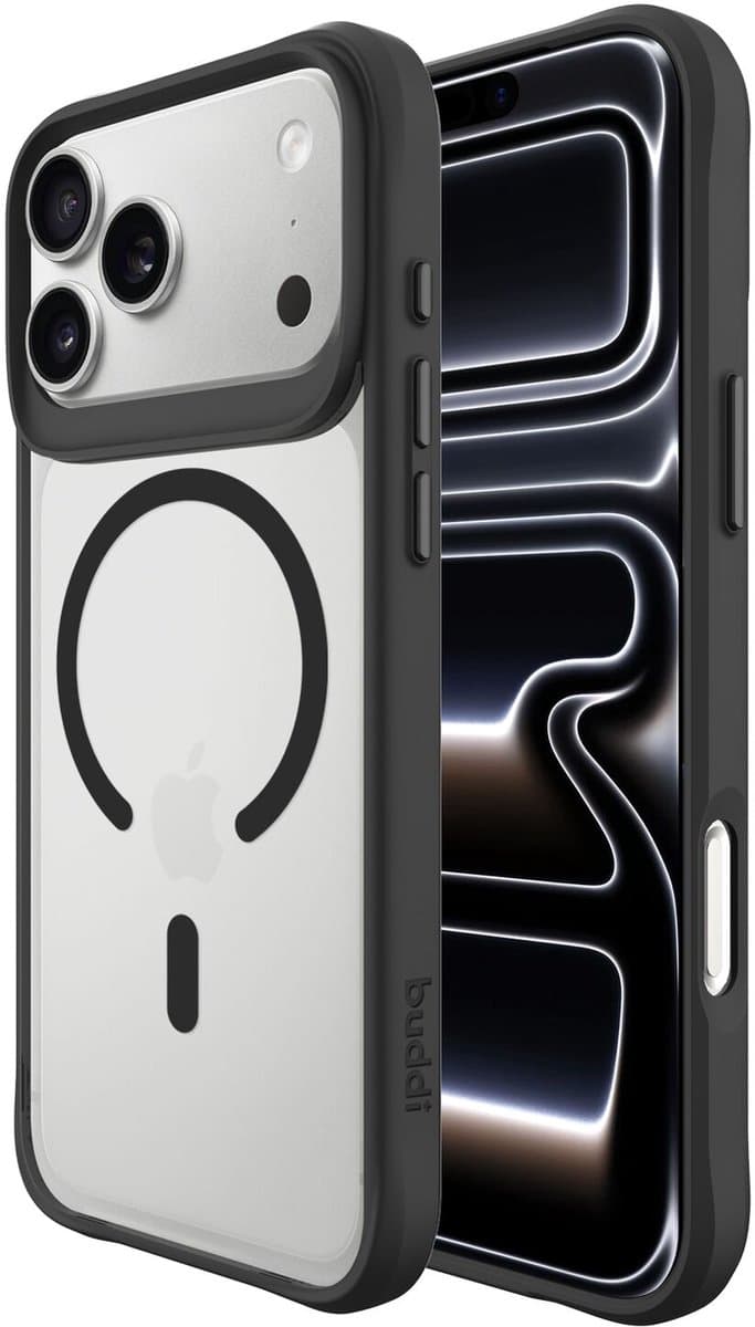 Buddi Hybrid - Hoesje Geschikt voor Apple iPhone 17 Pro Max - Compatibel met MagSafe - Back Cover met Magneet - Magnetische Beschermhoes - Matte Zwart