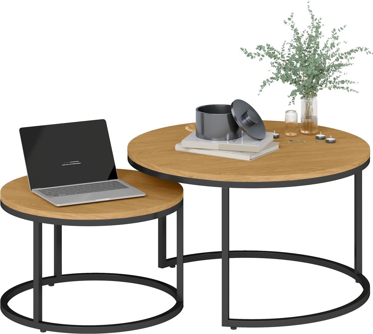 HOMCOM Salontafelset - Metaal - 78,5x78,5x46,5 cm - Bruin
