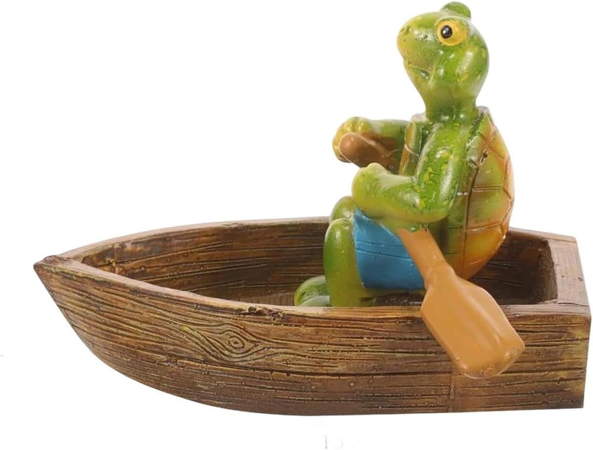 Vijverfiguur - Drijvend dier - Waterdecoratie - Realistische details - 12 cm hoog - Schildpad