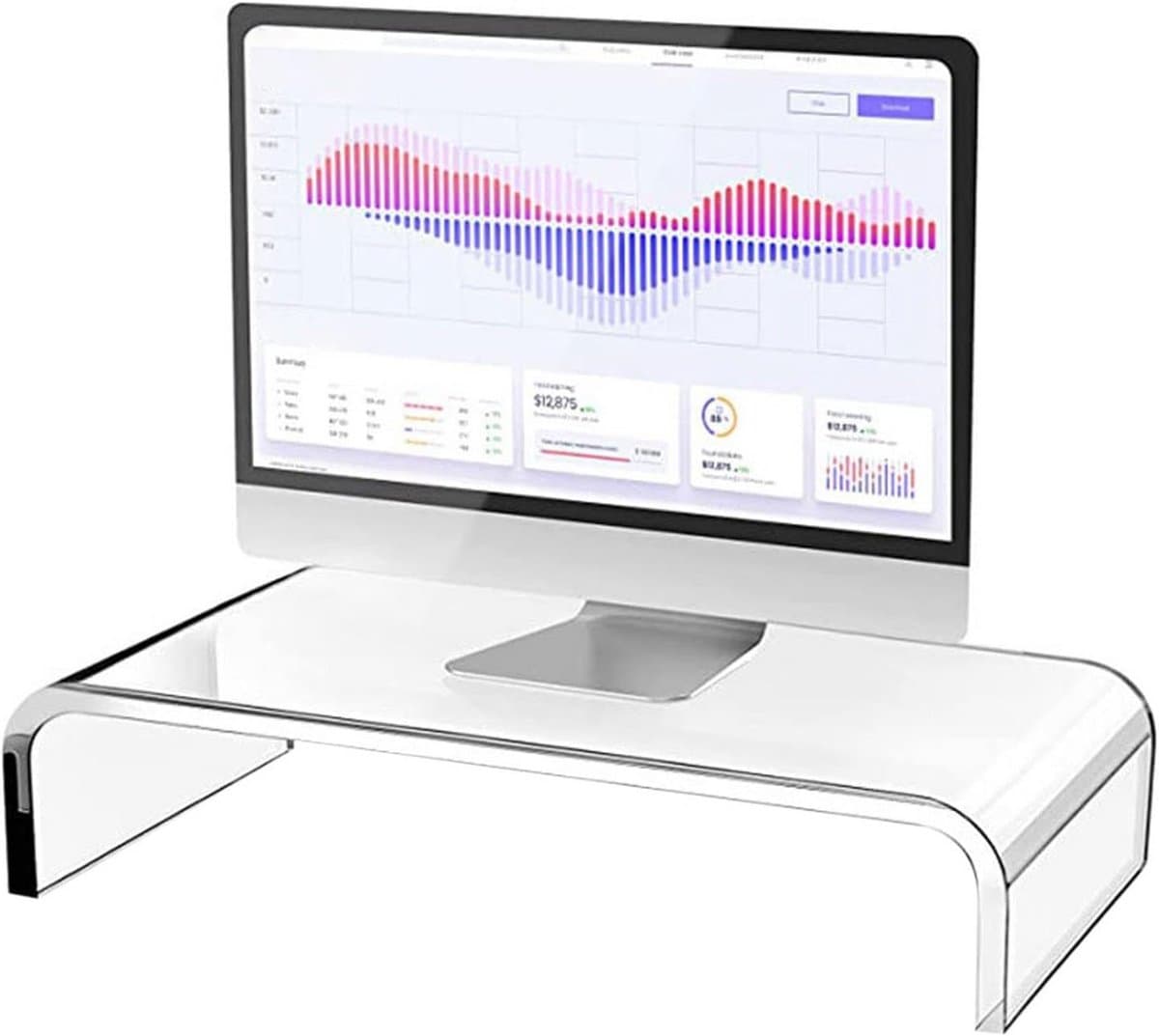 Monitor Verhoger - Bureau Organizer - Ergonomisch Werken - Stabiele Acryl Basis - Klein Formaat - Transparant