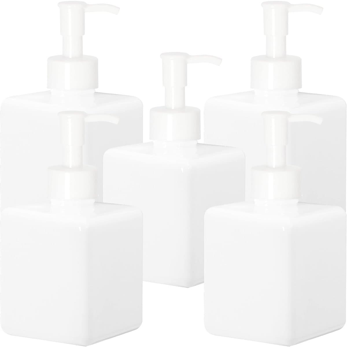 MTTProducts - Plastic Pomp Flessen - 5 Stuks - Handig en Herbruikbaar - Wit - 350ml - Multifunctioneel - Perfect voor Shampoo en Lotion - Ideaal voor T...