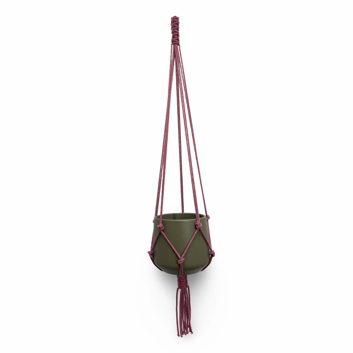 Plantenhanger 'Classic' - Kies kleur en lengte - Rouge - 80 cm lang - Katoenkoord - Geschikt voor Pot met Diameter t/m 20 cm - Handgemaakt in ons Macramé Atelier - Prijs per Stuk - Let op: Exclusief Pot - Inclusief Verzendkosten