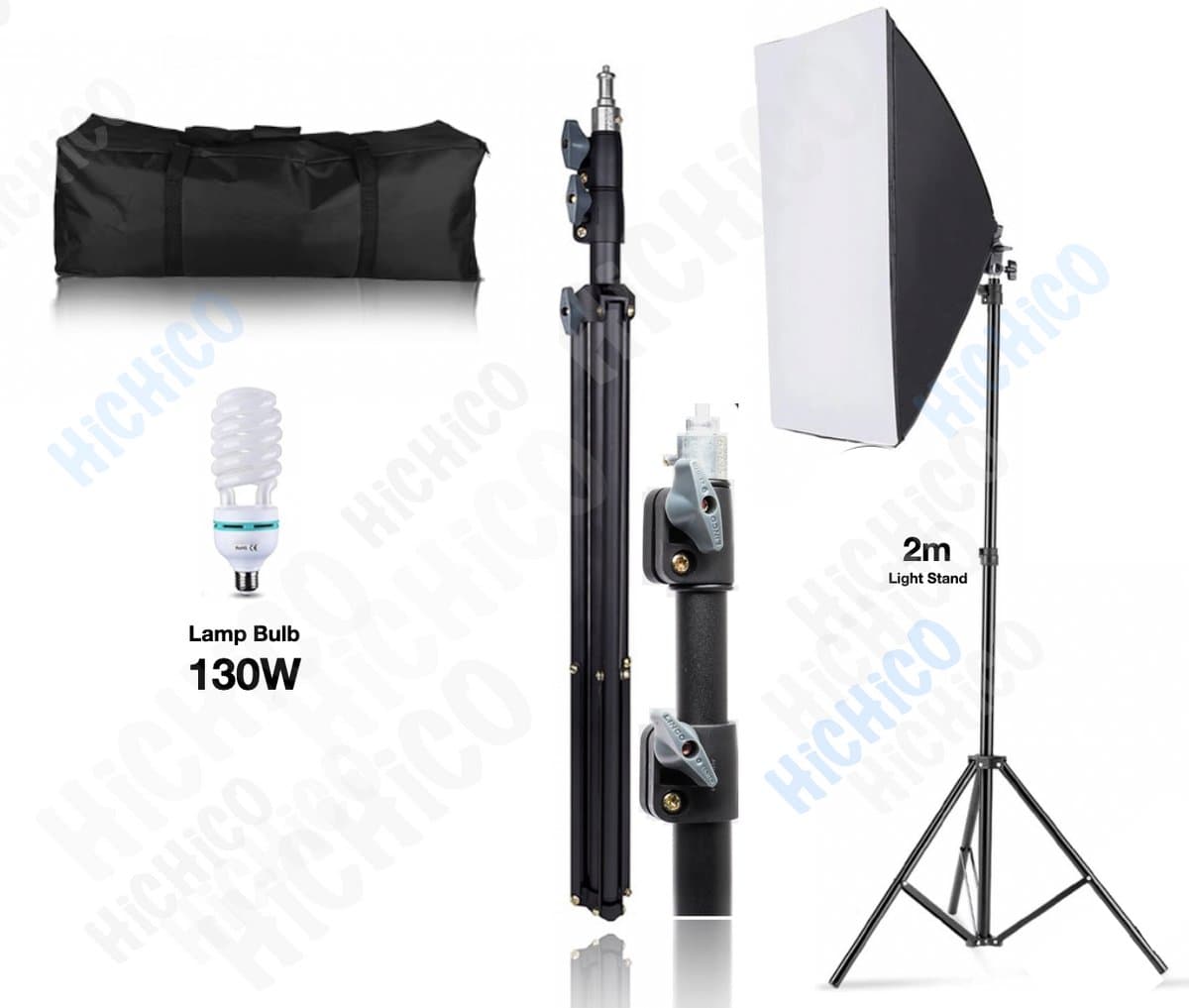 Fotografie softbox - Studiolampen - Studioflitsers - Foto Studio Verlichting Kit, Achtergrond Support System Softbox Paraplu tripod Stand 210Cm - fotolamp fotografie softbox Statief - Fotografische Lamp Continu Licht Systeem Voor Foto Studio - HiCHi®