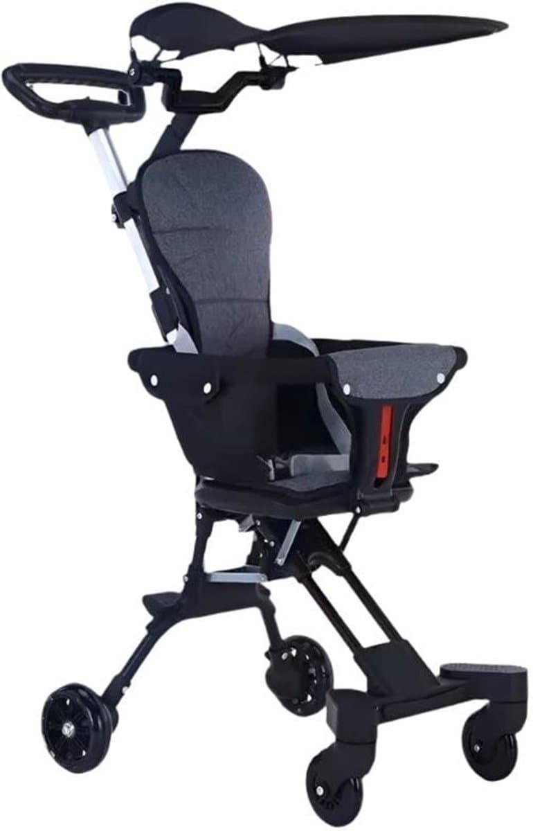 IMBABY - Kinderwagen - Draagbaar - Opvouwbare Trolley voor Baby's - Met Kussen en Zonnescherm - Lichtgewicht - Vierwielige Kar - Zwart
