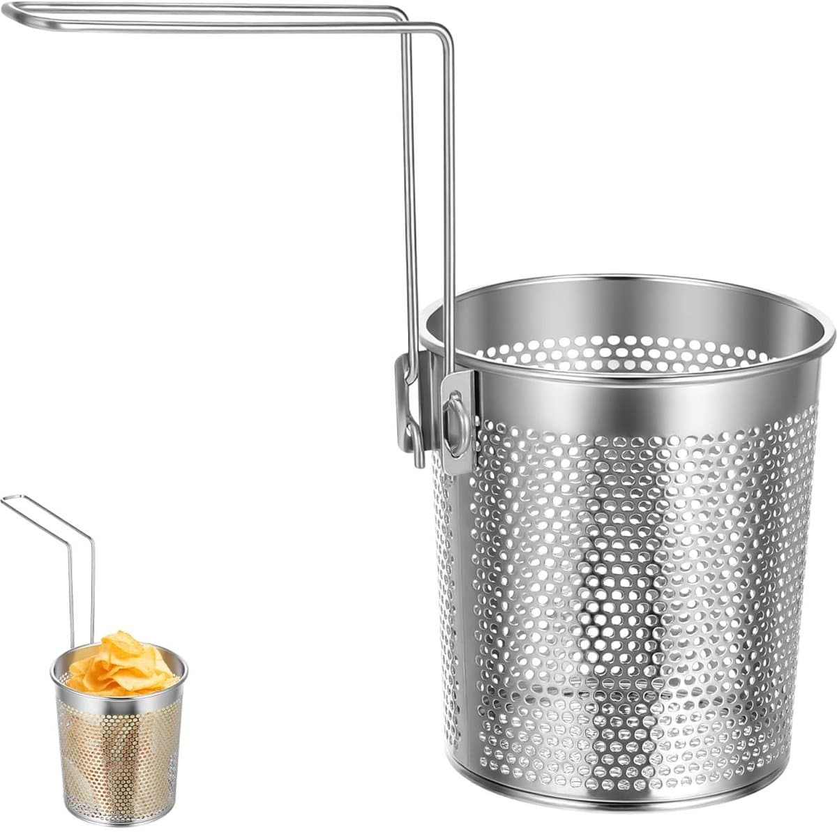 Dailygoody - Roestvrijstalen opvouwbare pastamachine - Pastamand voor kookpan - 25 cm - Mesh-zeef voor pasta - Geschikt voor frituren en groenten - Zi
