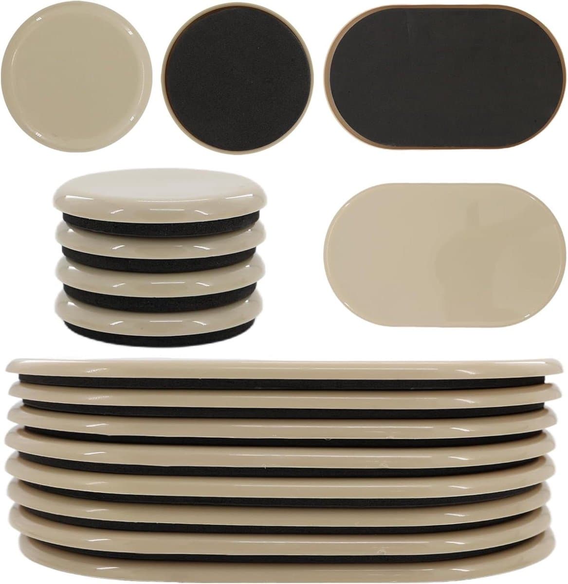 Meubelschuifregelaars Set - Verhuisglijders - Meubels Verplaatsen - Duurzaam Kunststof - 12 Stuks - Meerkleurig