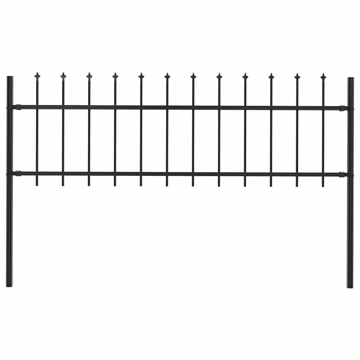 Sierhekwerk Woerden - Tuinhek met Speerpunten - 181x60 cm - Gepoedercoat Staal - Zwart - Metalen Tuinafrastering inclusief 2 Palen en Montagemateriaal