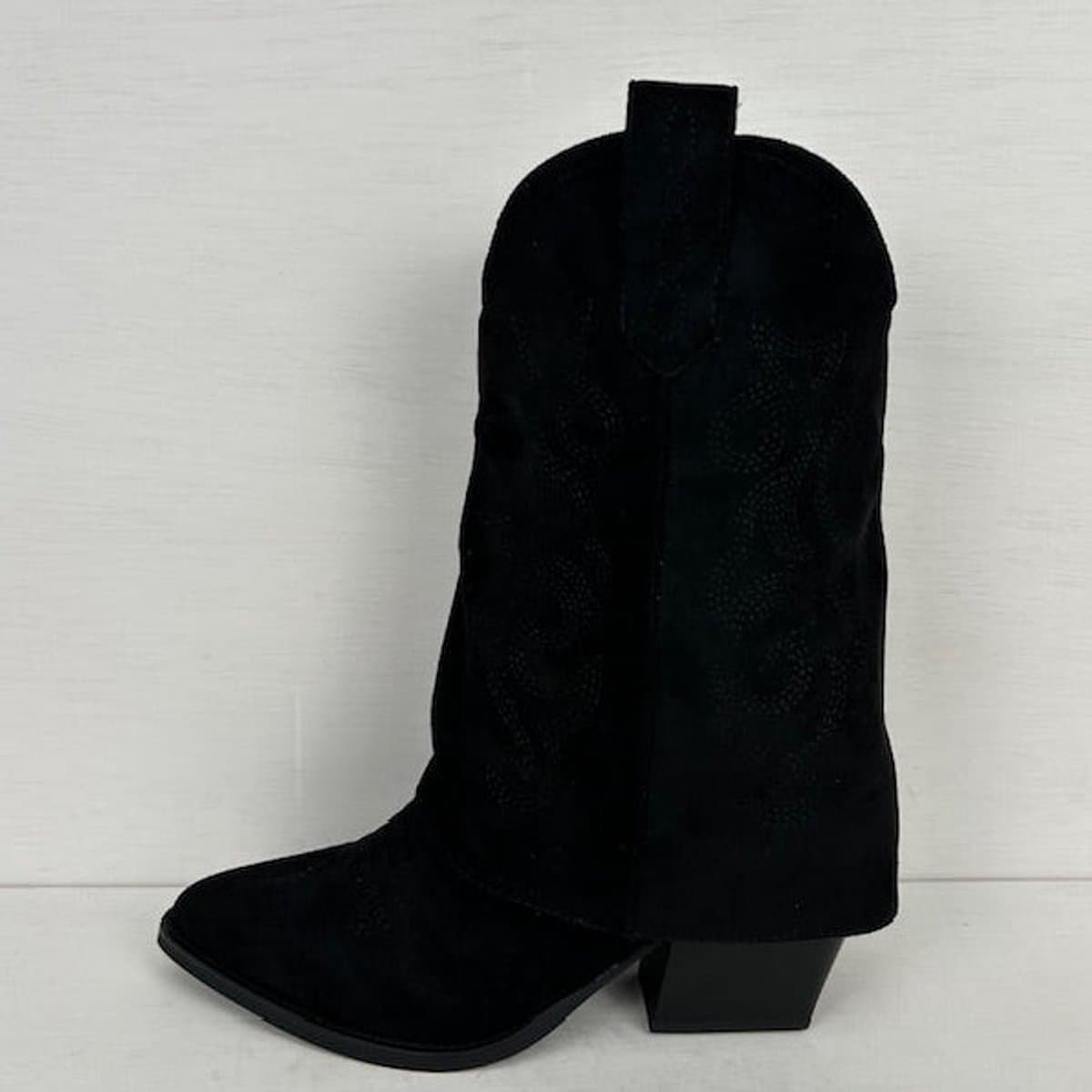 Suèdine cowboylaarsjes met trendy flap zwart Zwart / 37