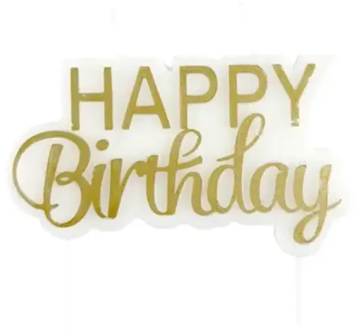 Kaars ’Happy Birthday’ goud - Wit