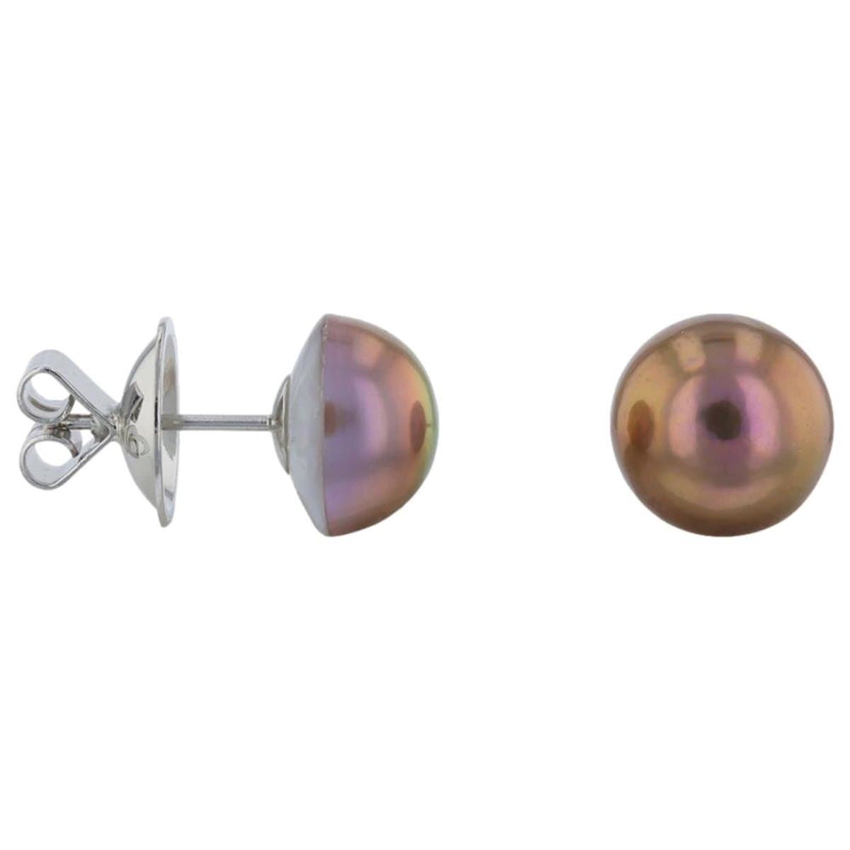 Luna-Pearls - 315.0445 - Oorbellen - Dames - 925 zilver - gerhodineerd - Mabe parel 10-11 mm
