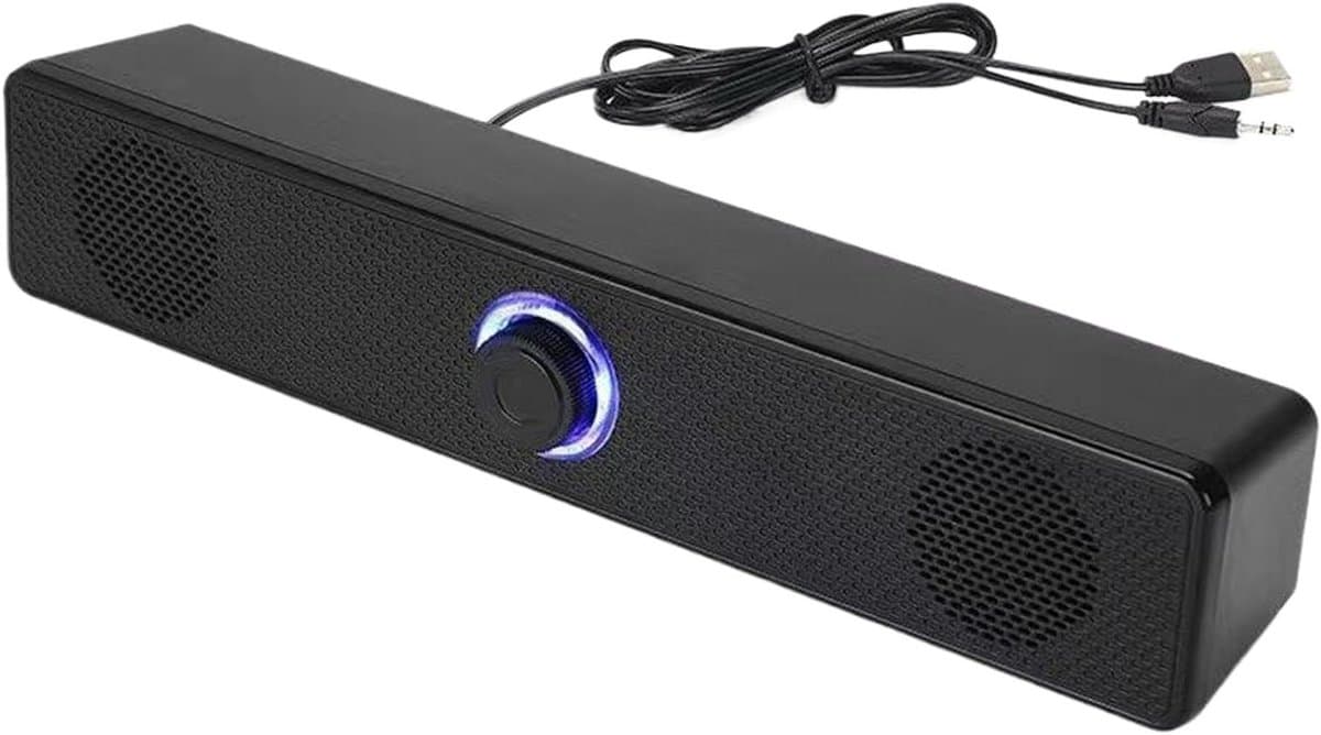 Tv Soundbar - Computer Luidsprekers - Verbeterd Geluid - Geoptimaliseerde Bass - 29.6x5.5x6 cm - Zwart