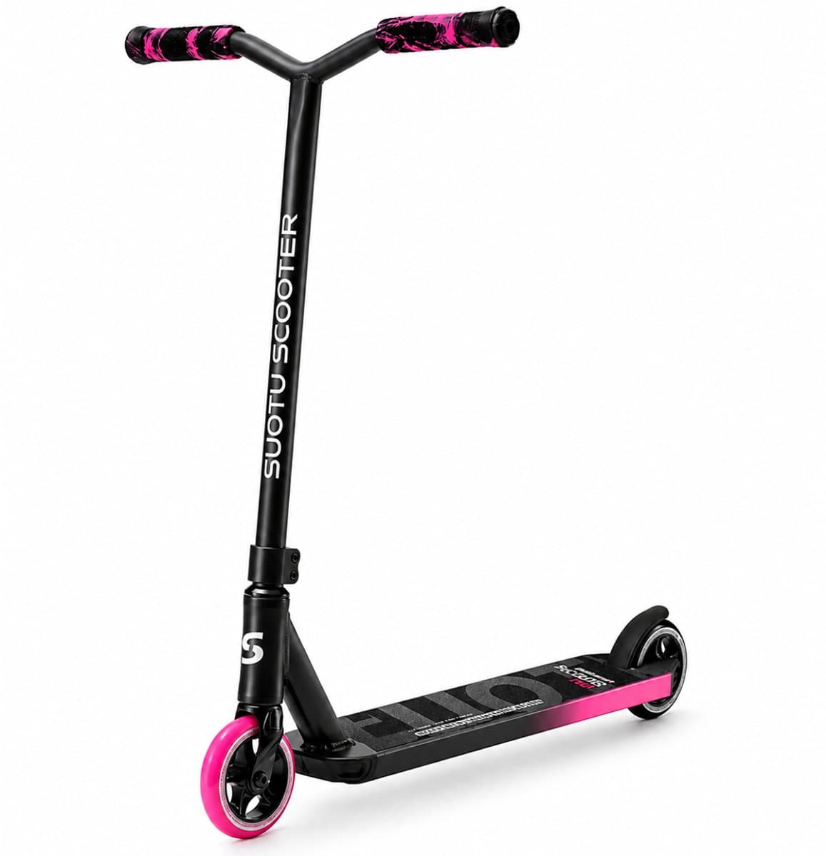 Suotu Stuntstep - Step 8+ jaar - Stuntstep Jongens en meisjes - Kinderstep - Aluminium - Roze/Zwart