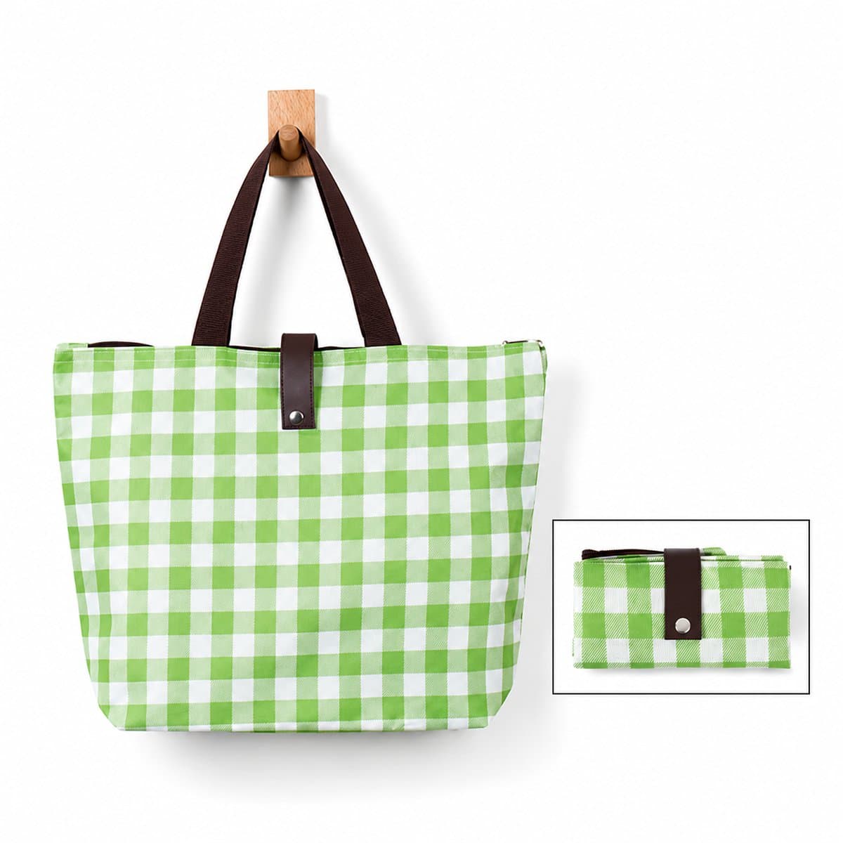 Opvouwbare Shopper met Ritssluiting - Boodschappentas Opvouwbaar - Waterdichte Herbruikbare Tas - Compact & Wasbaar - Groen