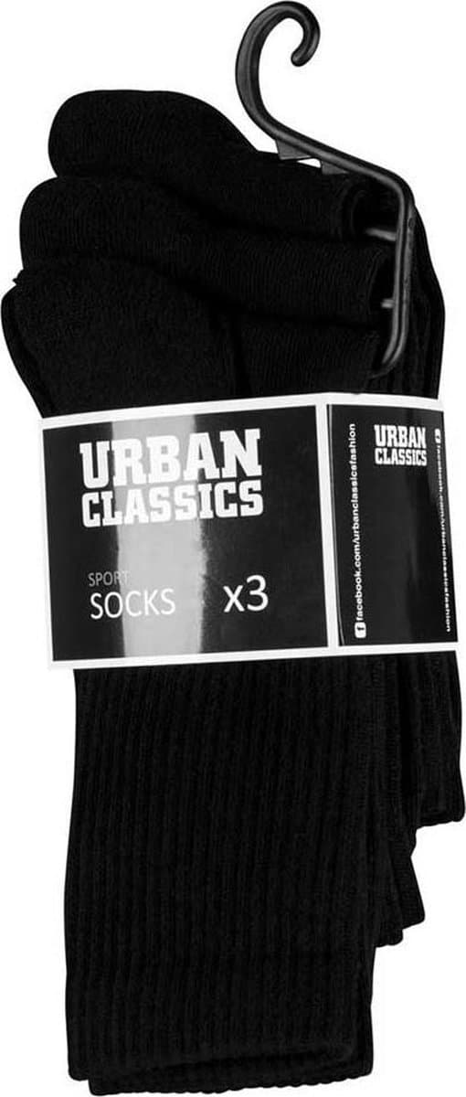 Urban Classics Sport Socks 3-Pack Heren Sokken - zwart - EU 43-46