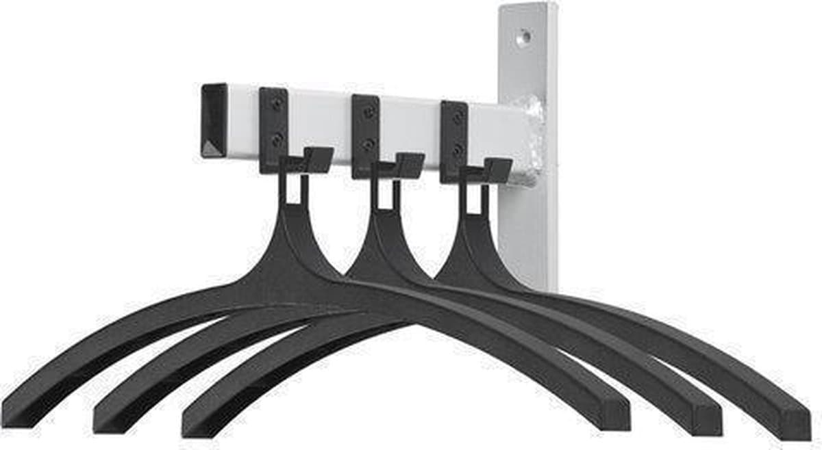 V-Part - Wandgarderobe HIQ 3 hangers - Steel Plastic - zwart, aluminiumgrijs - Kapstok