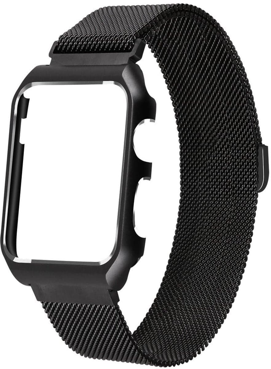 Apple Watch bandje - 38mm - zwart - Milanese Loop RVS cover