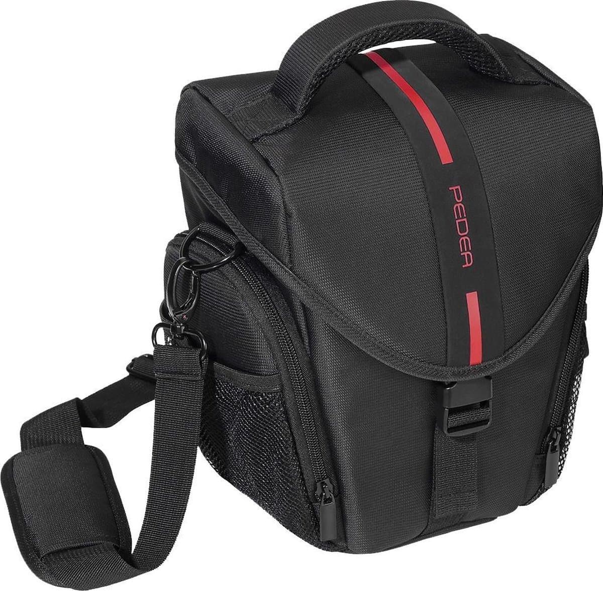 PEDEA Cameratas ESSEX - Fototas - Regenhoes - Accessoirevakken - Zwart/Rood