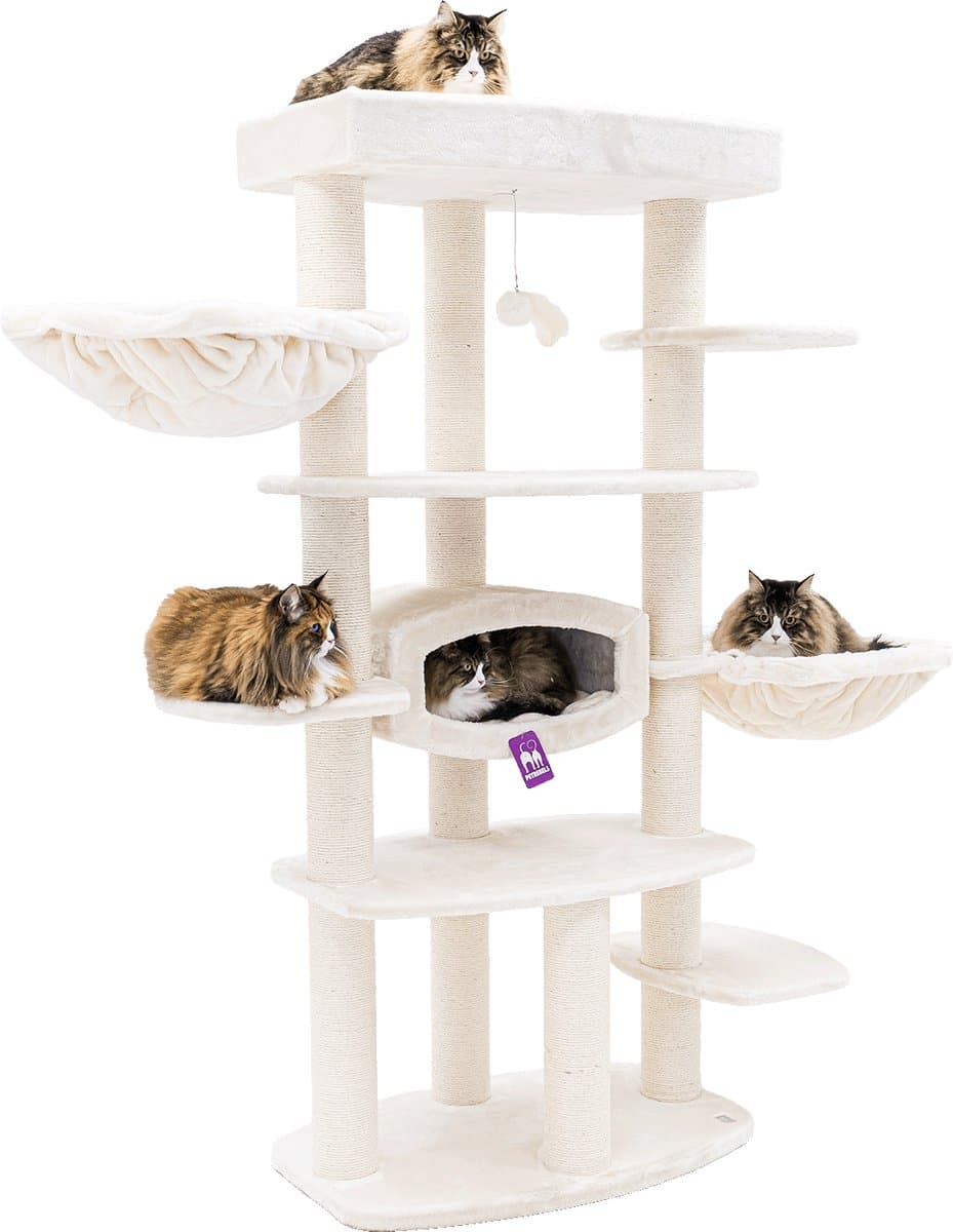 Petrebels Drive 191 Krabpaal XXL - Creme - Luxe Kattenmeubel - 12 cm Dikke Stammen - Uitwasbare hangmatten