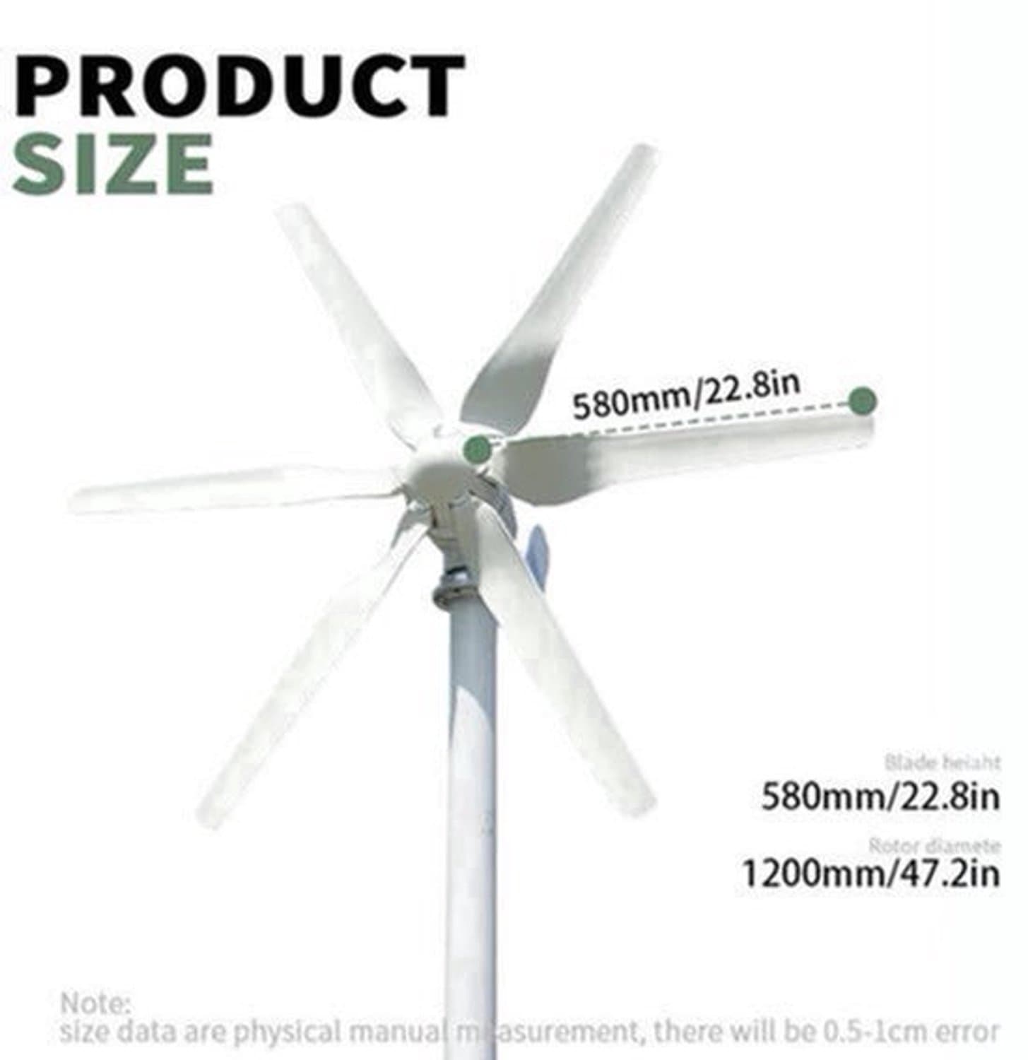3000W Verticale Windturbine – Windmolen – Windgenerator – Windenergie Set – Duurzame Energie – 12V Met MPPT-Controller – 6 Bladen Voor Laagstartende Windsnelheid